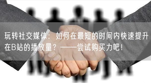 玩转社交媒体：如何在最短的时间内快速提升在B站的播放量？——尝试购买力吧！