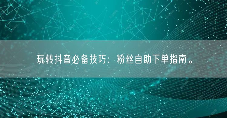 玩转抖音必备技巧：粉丝自助下单指南。