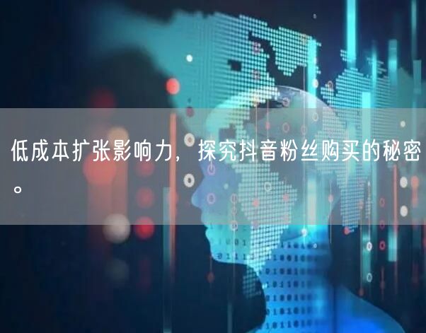 低成本扩张影响力，探究抖音粉丝购买的秘密。