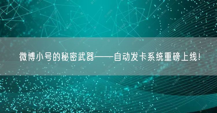 微博小号的秘密武器——自动发卡系统重磅上线！