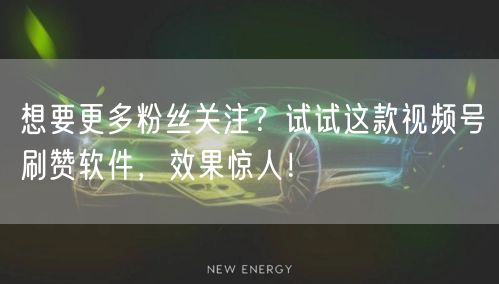 想要更多粉丝关注？试试这款视频号刷赞软件，效果惊人！
