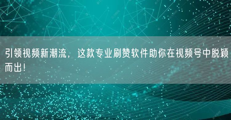 引领视频新潮流，这款专业刷赞软件助你在视频号中脱颖而出！