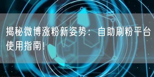 揭秘微博涨粉新姿势：自助刷粉平台使用指南！